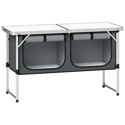 Outsunny folding camping cupboard with double-door storage cabinet, studio shot