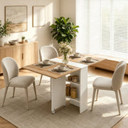 Family dining at the fully extended Homcom folding table set for a meal