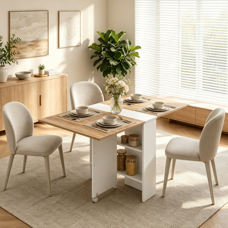 Family dining at the fully extended Homcom folding table set for a meal