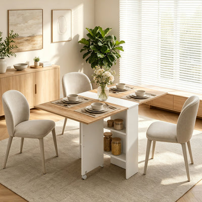 Family dining at the fully extended Homcom folding table set for a meal