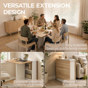Lifestyle collage showing the Homcom table extended for dining, as a desk, and as a side table