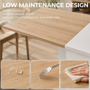 Close-up of the Homcom table's water-resistant, scratch-resistant wood-look tabletop