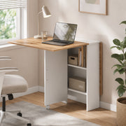 Homcom folding table with one side raised, used as a compact home office desk
