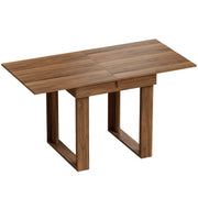 Homcom folding dining table in walnut effect finish, folded to a 70cm square, studio view