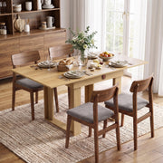 Oak effect folding dining table set for dinner with four wooden dining chairs