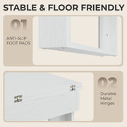 Close-up of the anti-slip foot pad and a durable metal hinge on the table frame