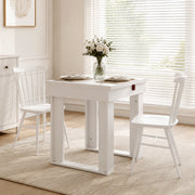 Table folded to its compact square size set for two people by a window