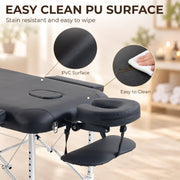 Close-up of the easy-clean black surface, face cradle and arm support