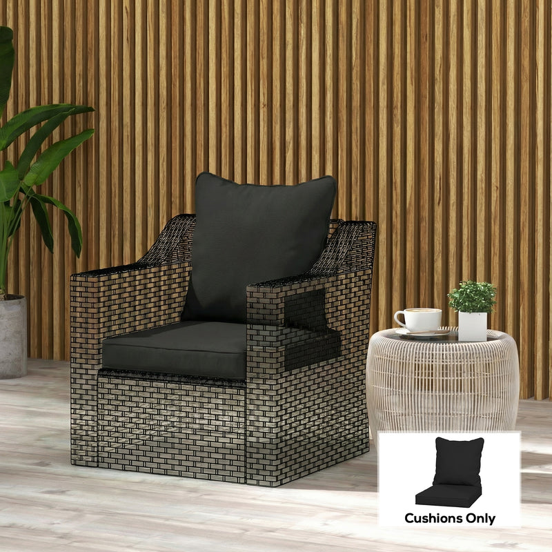 Garden Chair Cushion Set with Thick Padding and Washable Covers Black Outsunny