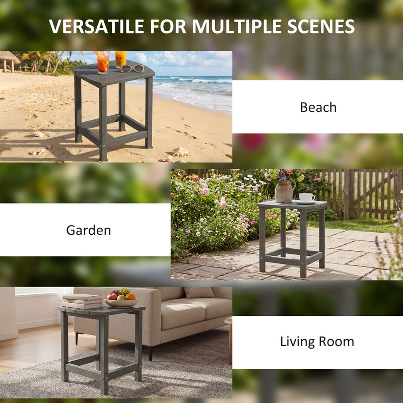 Outdoor Side Table for Garden or Patio with Easy-Clean Weatherproof Wood Effect Grey Outsunny
