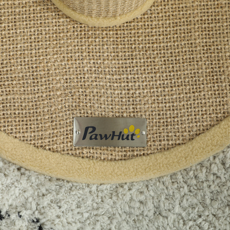 Brown Cat Scratching Post 47cm with Jute Sisal Rope and Hanging Toy Ball by PawHut