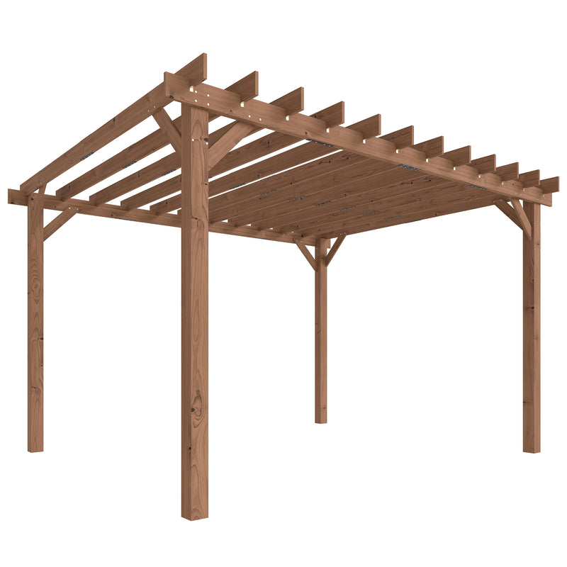 3.6 x 3m Wooden Garden Pergola for Shaded Outdoor Seating and Climbing Plants, Maple Wood Effect