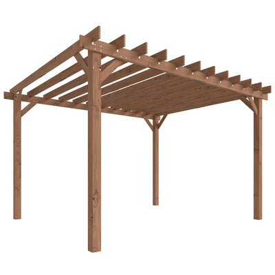 3.6 x 3m Wooden Garden Pergola for Shaded Outdoor Seating and Climbing Plants, Maple Wood Effect Outsunny