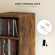 CD and Media Storage Shelves Set of 2 for Organising CDs Games and Books Rustic Brown AOSOM