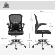 Ergonomic Draughtsman Chair With Adjustable Lumbar Support Ideal For Office Use Black