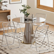 Folding Chairs Set of 4 Space Saving Clear Acrylic for Kitchen Dining or Home Office AOSOM