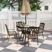 Five Piece Cast Aluminium Garden Dining Set Bronze Tone by Outsunny