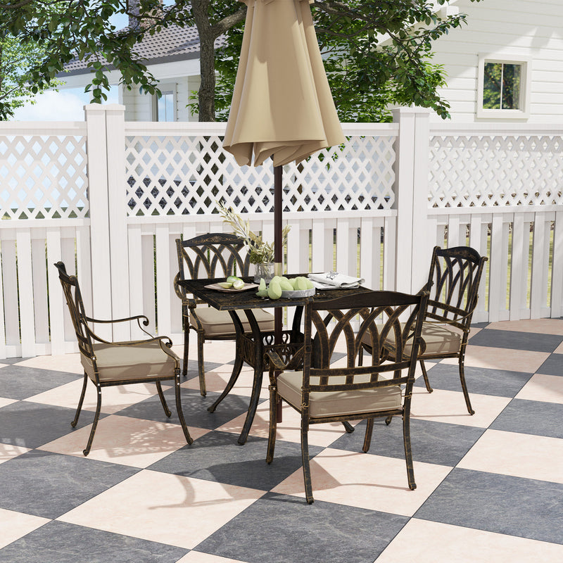 Five Piece Cast Aluminium Garden Dining Set Bronze Tone by Outsunny