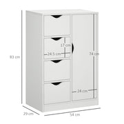 Freestanding Bathroom Storage Cabinet With Drawers And Cupboard For Home Organisation White