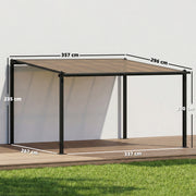 Lean To Pergola with Waterproof Roof for Year Round Garden Shelter Dark Grey Outsunny