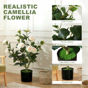 Artificial Camellia Plant 65 cm for Easy Indoor Greenery No Watering Needed White Homcom