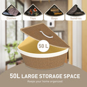 Brown 55L Bamboo Corner Laundry Basket with Lid and Washable Liner Bag