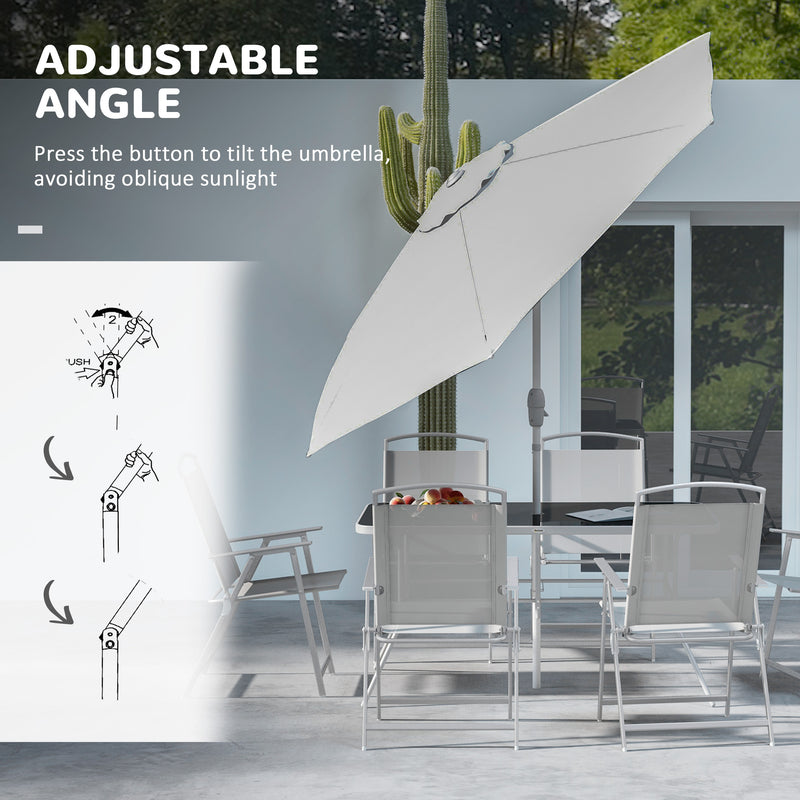 Grey 6 Seater Garden Dining Set With Table Chairs and Parasol by Outsunny