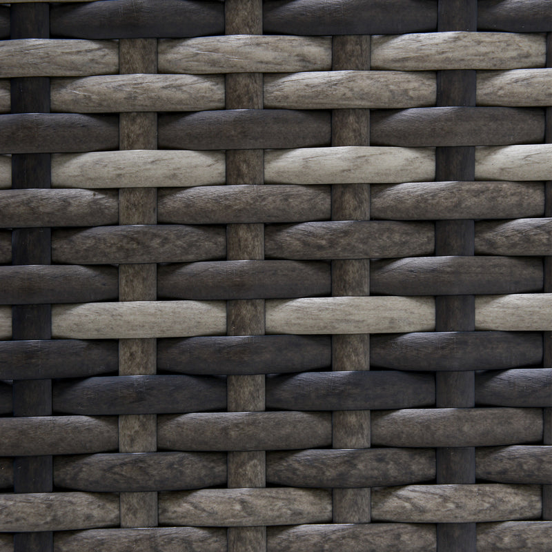 7 Seater Rattan Corner Sofa Set With Glass Table And Cushions For Garden, Dark Grey