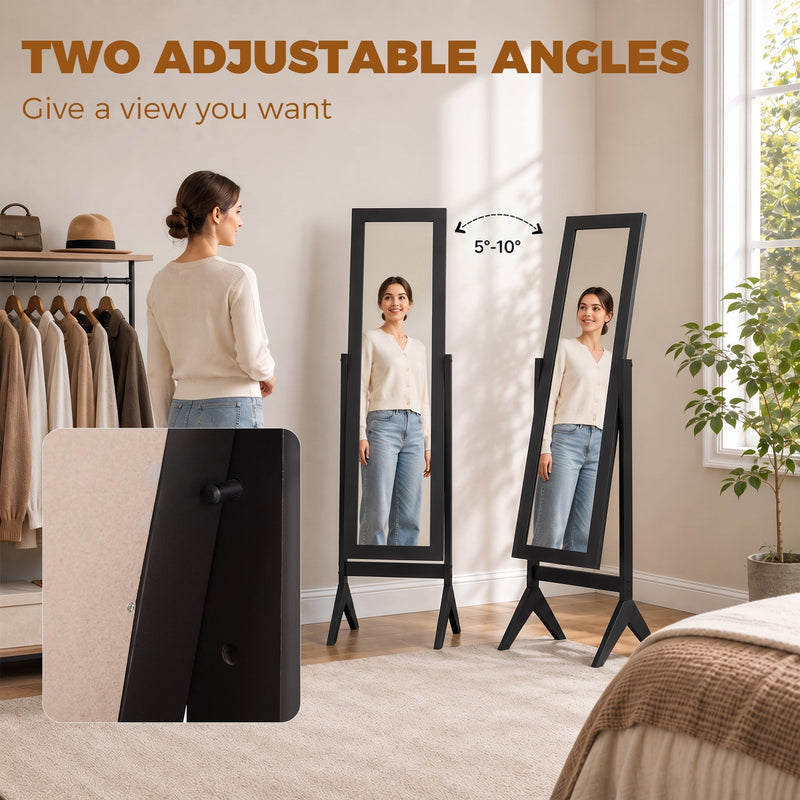 Two mirrors shown side by side illustrating the two adjustable tilt angles