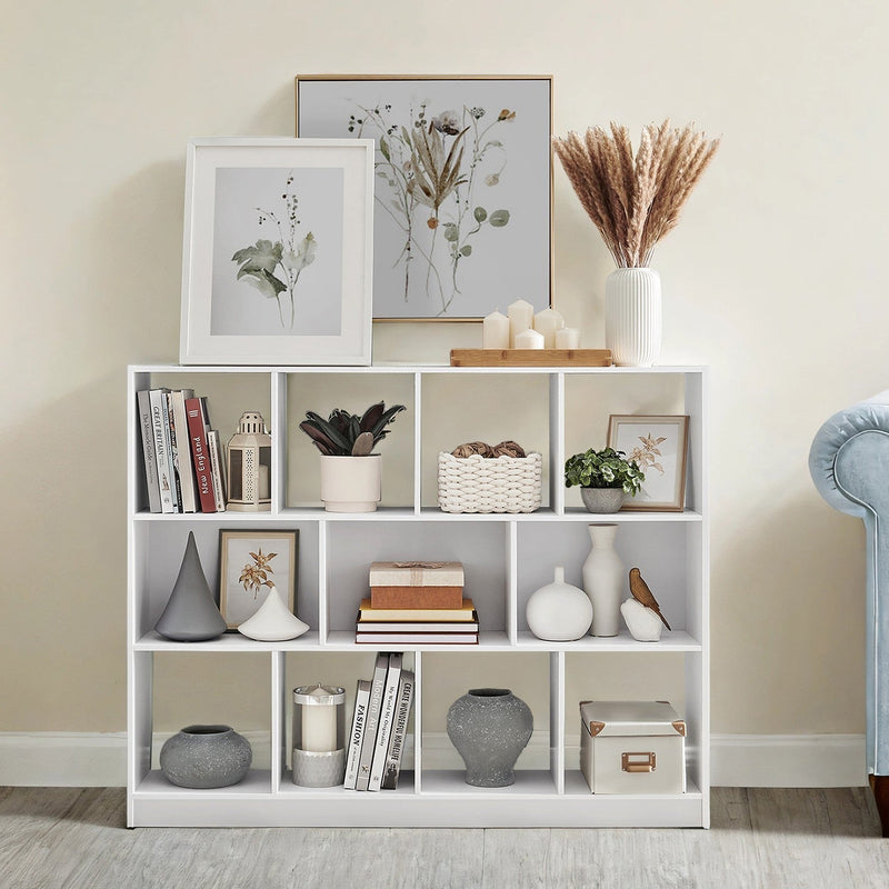 Close-up of steel X-bar frame on Vasagle bookcase