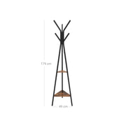 Dimension diagram of the coat rack stand showing 179 cm height and a 49 cm base