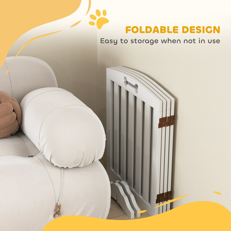 Dog gate folded flat for storage beside a sofa