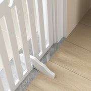 Close-up of a non-slip support foot resting on a hallway floor