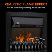 Close-up of the glowing coal bed and flame effect, usable without the heater