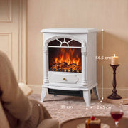 Height, width and depth measurements of the stove fireplace in a lounge setting