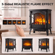 3-sided flame effect on the stove with 5 adjustable brightness levels