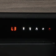 Close-up of the LED touch panel above the flame window