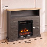 Fireplace suite with dimensions labelled 96.5 cm wide, 22 cm deep and 81.7 cm high, plus a 41 x 40.5 cm flame window