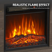 Close-up of the LED log flames with the note that the flame effect works without heat