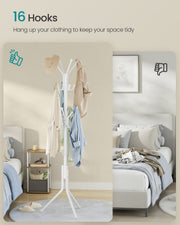 Close-up of the coat rack showing 16 hooks for hanging clothing to keep a bedroom tidy