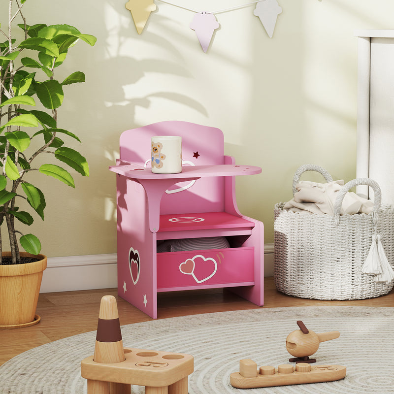 Kids Table and Chair Set With Storage Bins For Play and Learning Activities Pink AOSOM