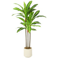 Artificial Dracaena Tree with White Planter for Low Maintenance Indoor Greenery Green