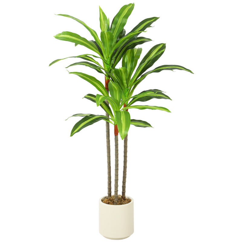 Artificial Dracaena Tree with White Planter for Low Maintenance Indoor Greenery Green