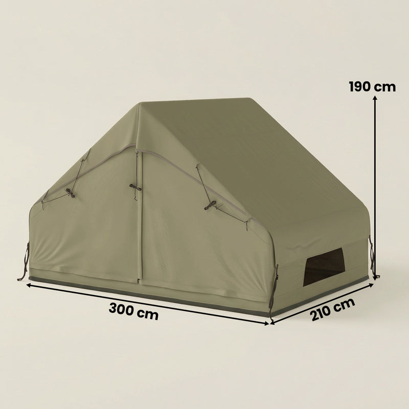 Inflatable Camping Tent With Pump, Waterproof 420D Oxford, 2–4 Person, Army Green