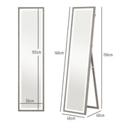 Full Length Mirror with Adjustable LED Light Grey by HOMCOM