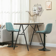 Set of 2 Blue Swivel Bar Stools With Backrest Height Adjustable Linen For Kitchen Island