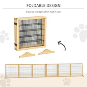 Freestanding Wooden Dog Gate With Support Feet For Doorways Or Stairs Natural Tone