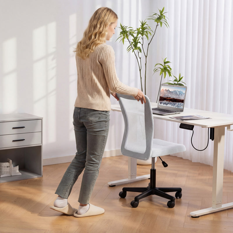 Office Chair for Small Home Office with Adjustable Height and Mesh Back Black AOSOM