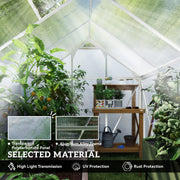 6 x 8ft Walk In Greenhouse With Sliding Door For Growing Plants Outdoors Clear AOSOM
