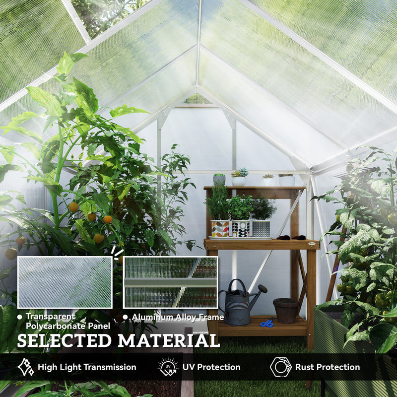 6 x 8ft Walk In Greenhouse With Sliding Door For Growing Plants Outdoors Clear AOSOM